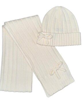 Kate Spade French Cream Bow Hat and Scarf Box Set-NWT
